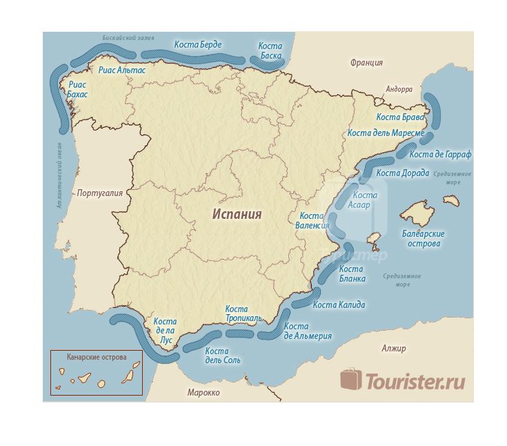 Карта Побережья Испании